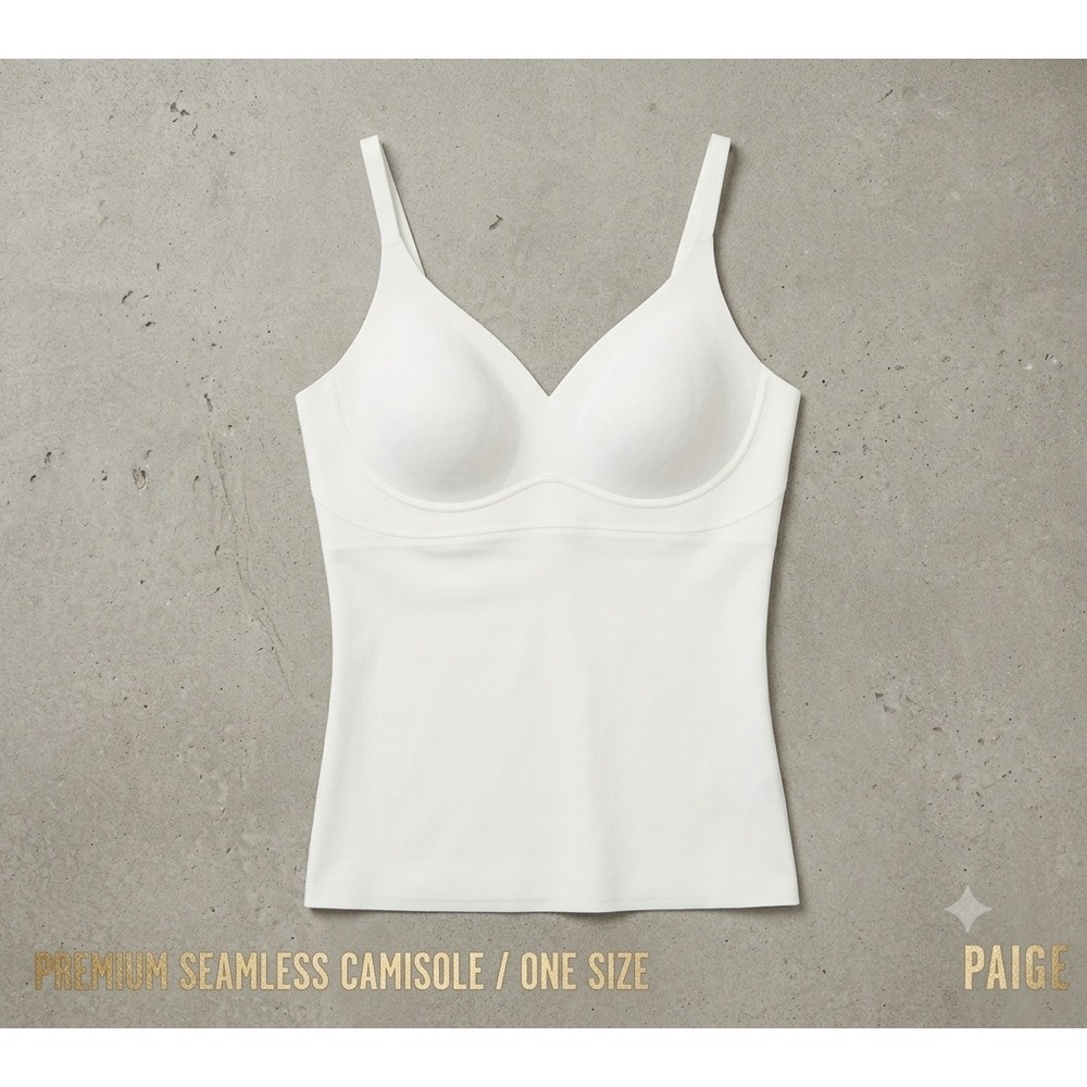 Paige Premium Seamless Camisole White Molded Cup V-Neck Tank Top Large AD6507A
